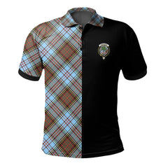 Clan Anderson Ancient Tartan Polo Shirt Half of Me - Cross Style JR83 Anderson Ancient Tartan Tartan Polo
