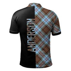 Clan Anderson Ancient Tartan Polo Shirt Half of Me - Cross Style JR83 Anderson Ancient Tartan Tartan Polo