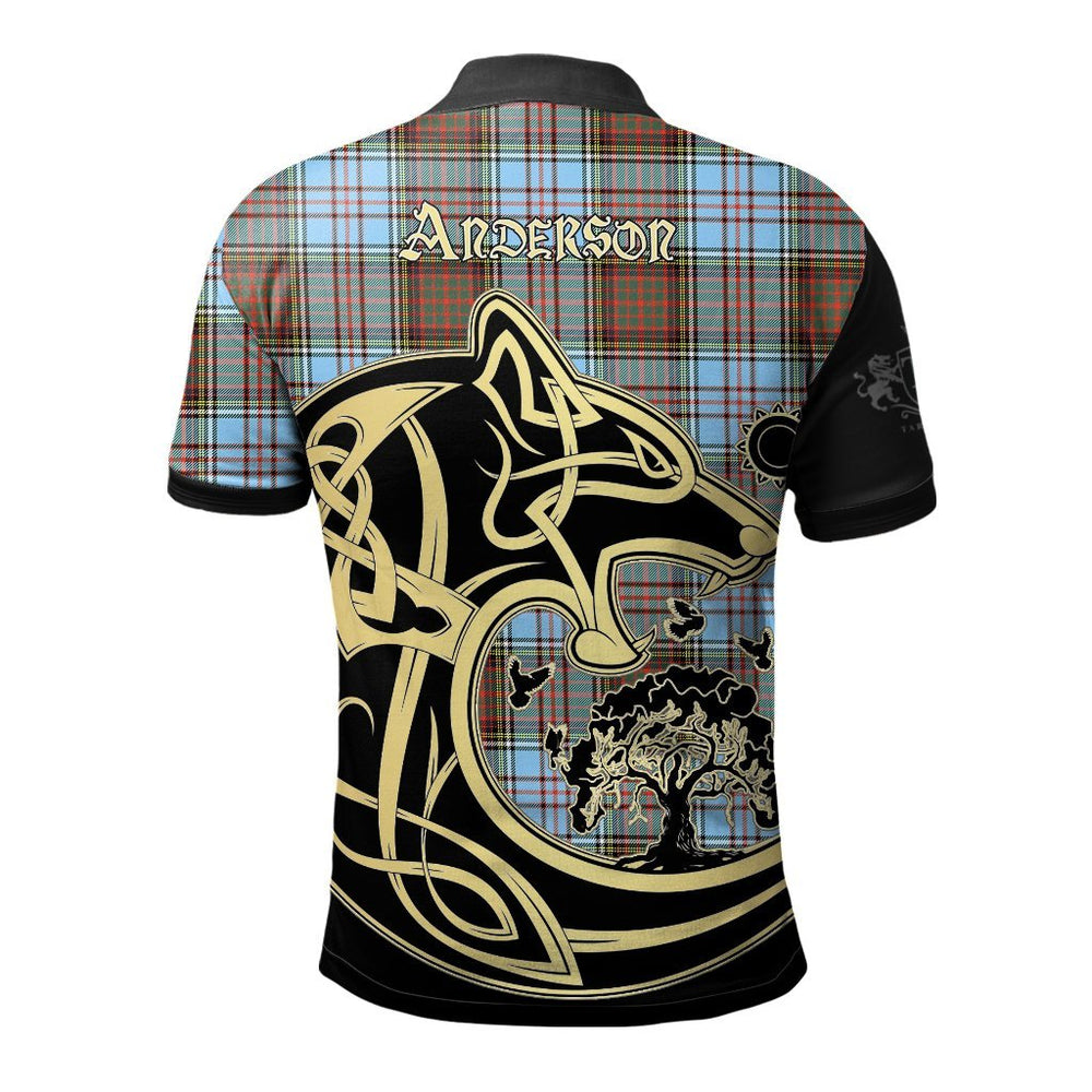 Clan Anderson Ancient Tartan Polo Shirt Viking Wolf GG15 Anderson Ancient Tartan Tartan Polo