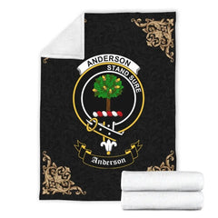 Clan Anderson Crest Tartan Premium Blanket Black KV18 Clan Anderson Tartan Today