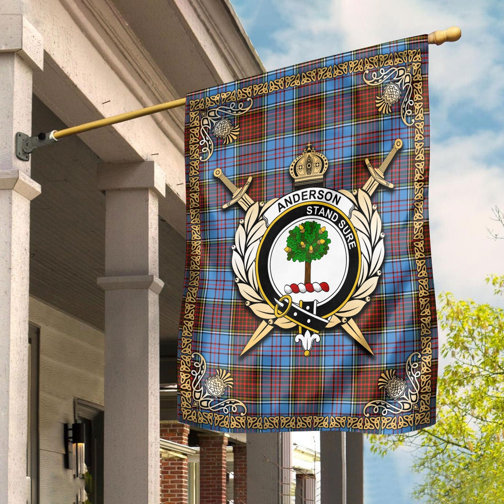 Clan Anderson Modern Tartan Crest Garden Flag - Celtic Thistle VM84 Clan Anderson Tartan Today