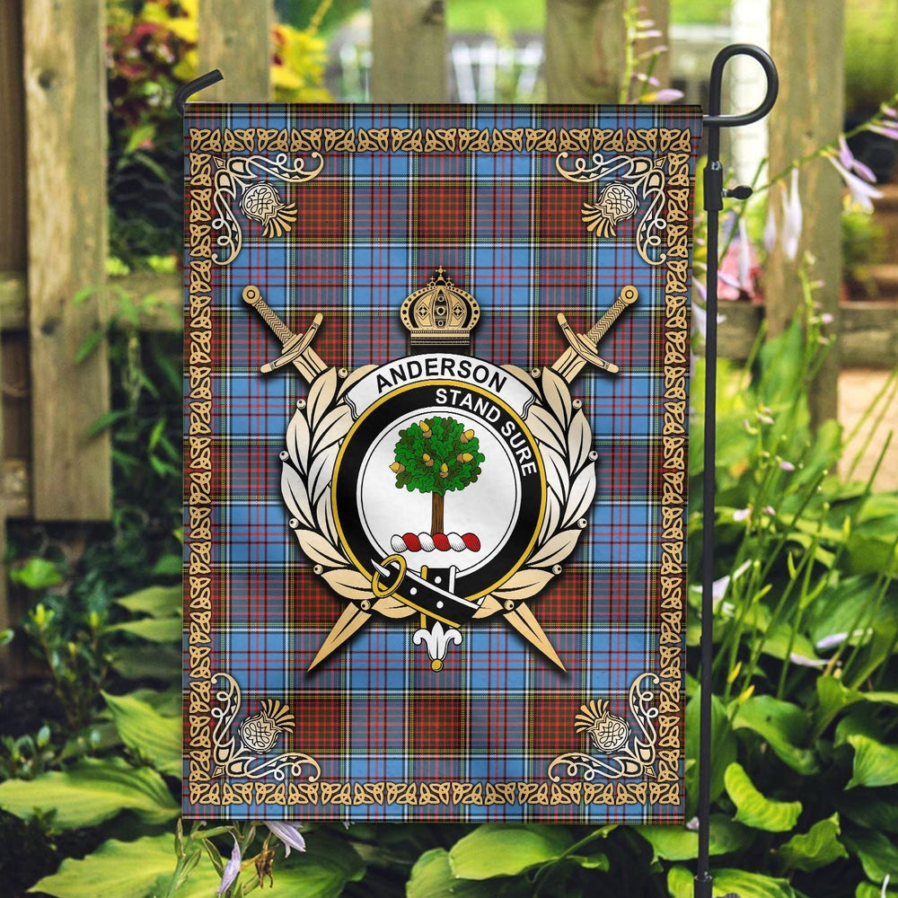 Clan Anderson Modern Tartan Crest Garden Flag - Celtic Thistle VM84 Clan Anderson Tartan Today