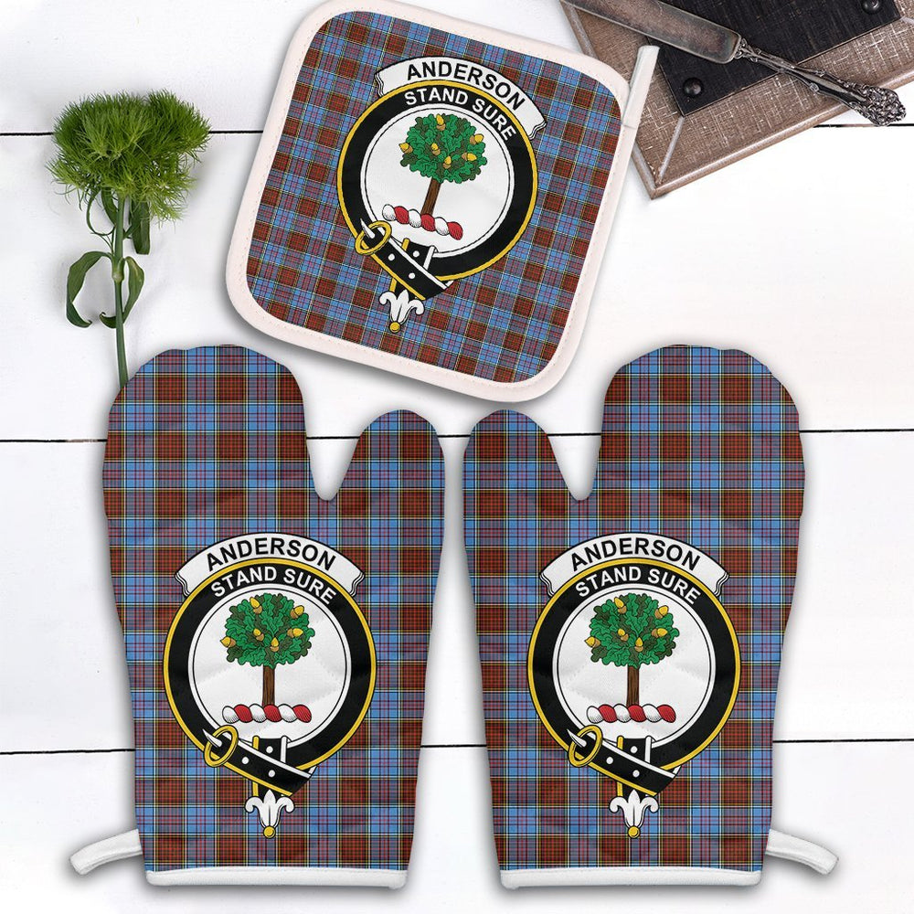 Clan Anderson Modern Tartan Crest Oven Mitt And Pot Holder (2 Oven Mitts + 1 Pot Holder) HZ13 Clan Anderson Tartan Today
