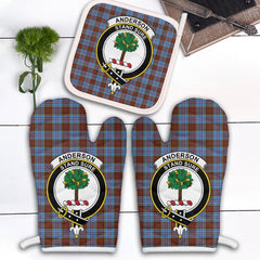 Clan Anderson Modern Tartan Crest Oven Mitt And Pot Holder (2 Oven Mitts + 1 Pot Holder) HZ13 Clan Anderson Tartan Today