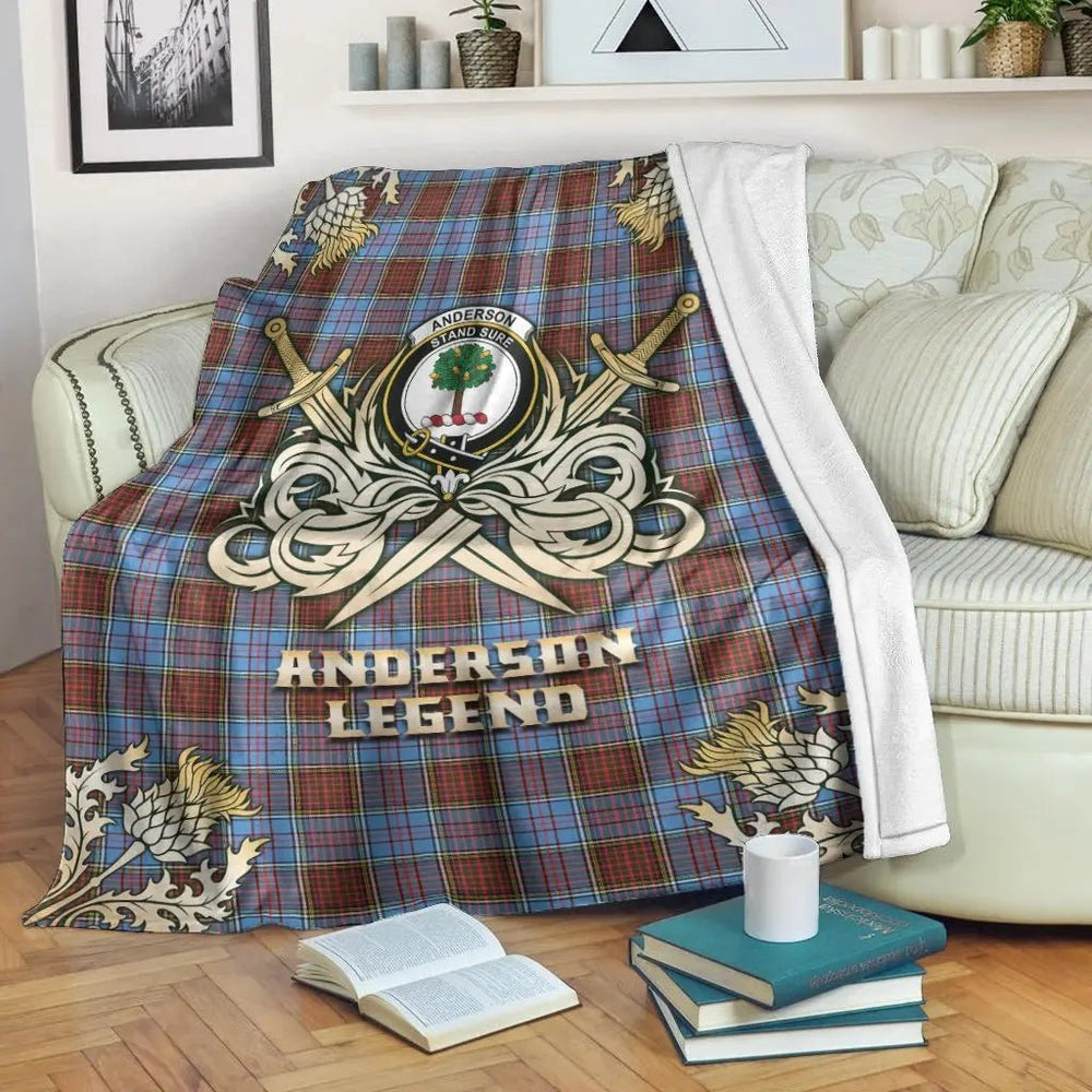 Clan Anderson Modern Tartan Gold Courage Symbol Blanket QQ58 Clan Anderson Tartan Today