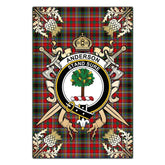 Clan Anderson Of Arbrake Tartan Crest Black Garden Flag - Gold Thistle NX23 Clan Anderson Tartan Today