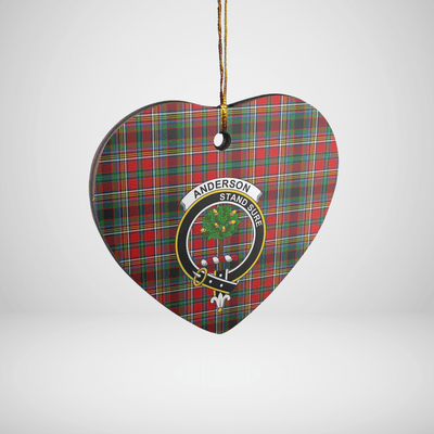 Clan Anderson of Arbrake Tartan Crest Heart Ceramic Ornament