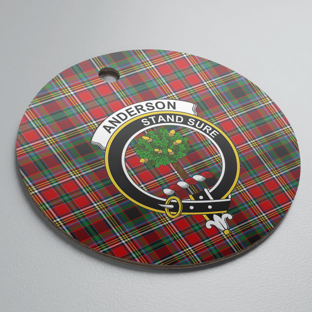 Clan Anderson of Arbrake Tartan Crest Round Ceramic Ornament SA80 Anderson of Arbrake Tartan Tartan Christmas