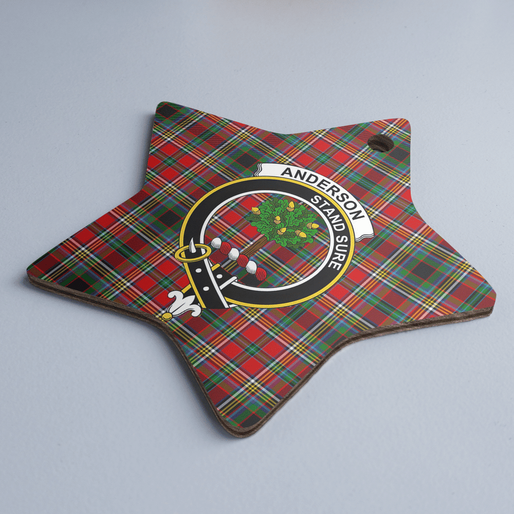 Clan Anderson of Arbrake Tartan Crest Star Ceramic Ornament QS15 Anderson of Arbrake Tartan Tartan Christmas