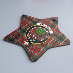 Clan Anderson of Arbrake Tartan Crest Star Ceramic Ornament QS15 Anderson of Arbrake Tartan Tartan Christmas