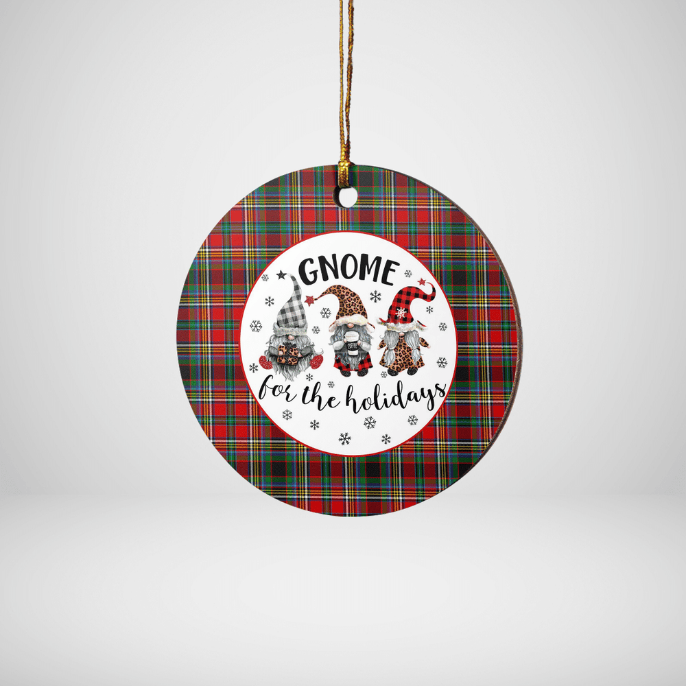 Clan Anderson of Arbrake Tartan Gnome Round Ceramic Ornament BE17 Anderson of Arbrake Tartan Tartan Christmas