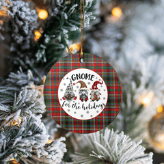 Clan Anderson of Arbrake Tartan Gnome Round Ceramic Ornament BE17 Anderson of Arbrake Tartan Tartan Christmas