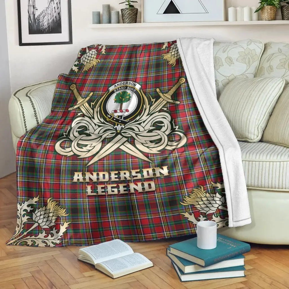 Clan Anderson of Arbrake Tartan Gold Courage Symbol Blanket NH65 Clan Anderson Tartan Today