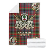 Clan Anderson of Arbrake Tartan Gold Courage Symbol Blanket NH65 Clan Anderson Tartan Today