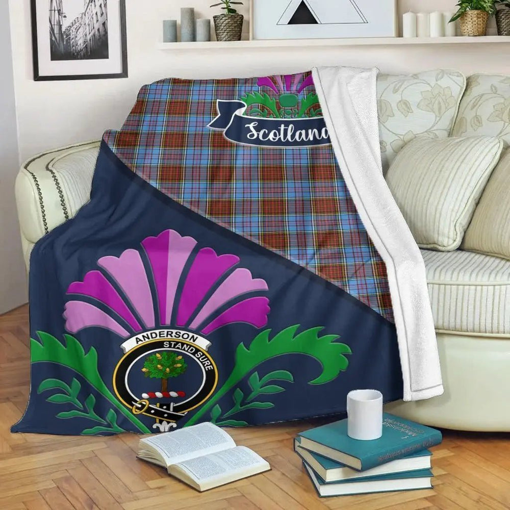 Clan Anderson Tartan Crest Premium Blanket Thistle Style QW40 Clan Anderson Tartan Today