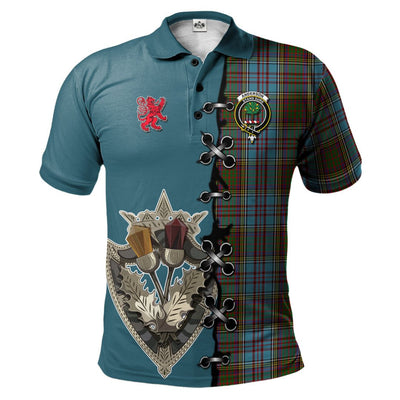 Clan Anderson Tartan Polo Shirt - Lion Rampant And Celtic Thistle Style
