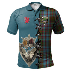 Clan Anderson Tartan Polo Shirt - Lion Rampant And Celtic Thistle Style FR30 Anderson Tartan Tartan Polo