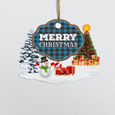 Clan Angus Ancient "Merry Christmas" Tartan Acrylic Ornament BN65 Angus Ancient Tartan Tartan Christmas