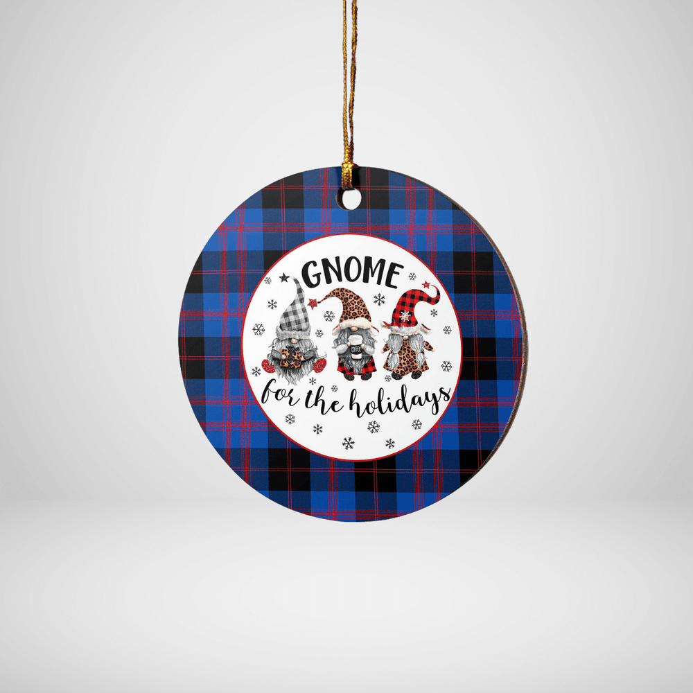 Clan Angus Modern Tartan Gnome Round Ceramic Ornament RT57 Angus Modern Tartan Tartan Christmas