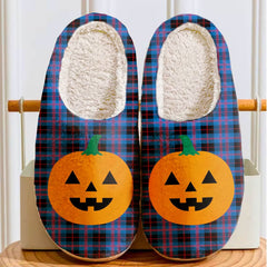 Clan Angus Modern Tartan Halloween Pumpkin Slippers, Fluffy Spooky Slippers SK63 Angus Modern Tartan Tartan Halloween