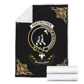 Clan Anstruther Crest Tartan Premium Blanket Black QH38 Clan Anstruther Tartan Today