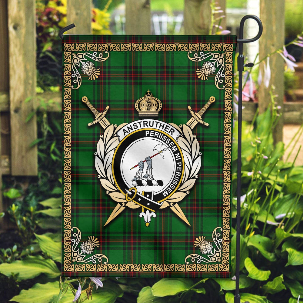 Clan Anstruther Tartan Crest Garden Flag - Celtic Thistle QO49 Clan Anstruther Tartan Today