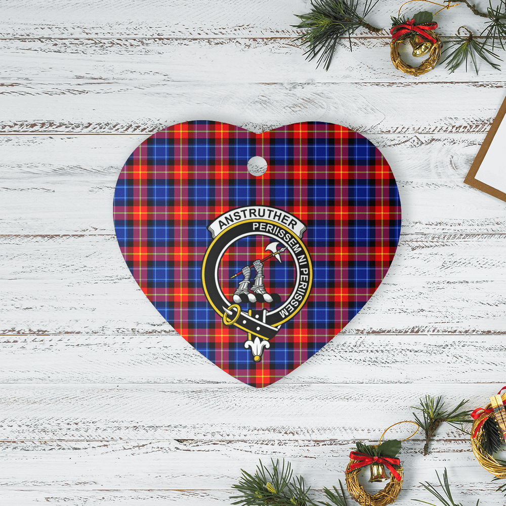 Clan Anstruther Tartan Crest Heart Ceramic Ornament PZ33 Anstruther Tartan Tartan Christmas