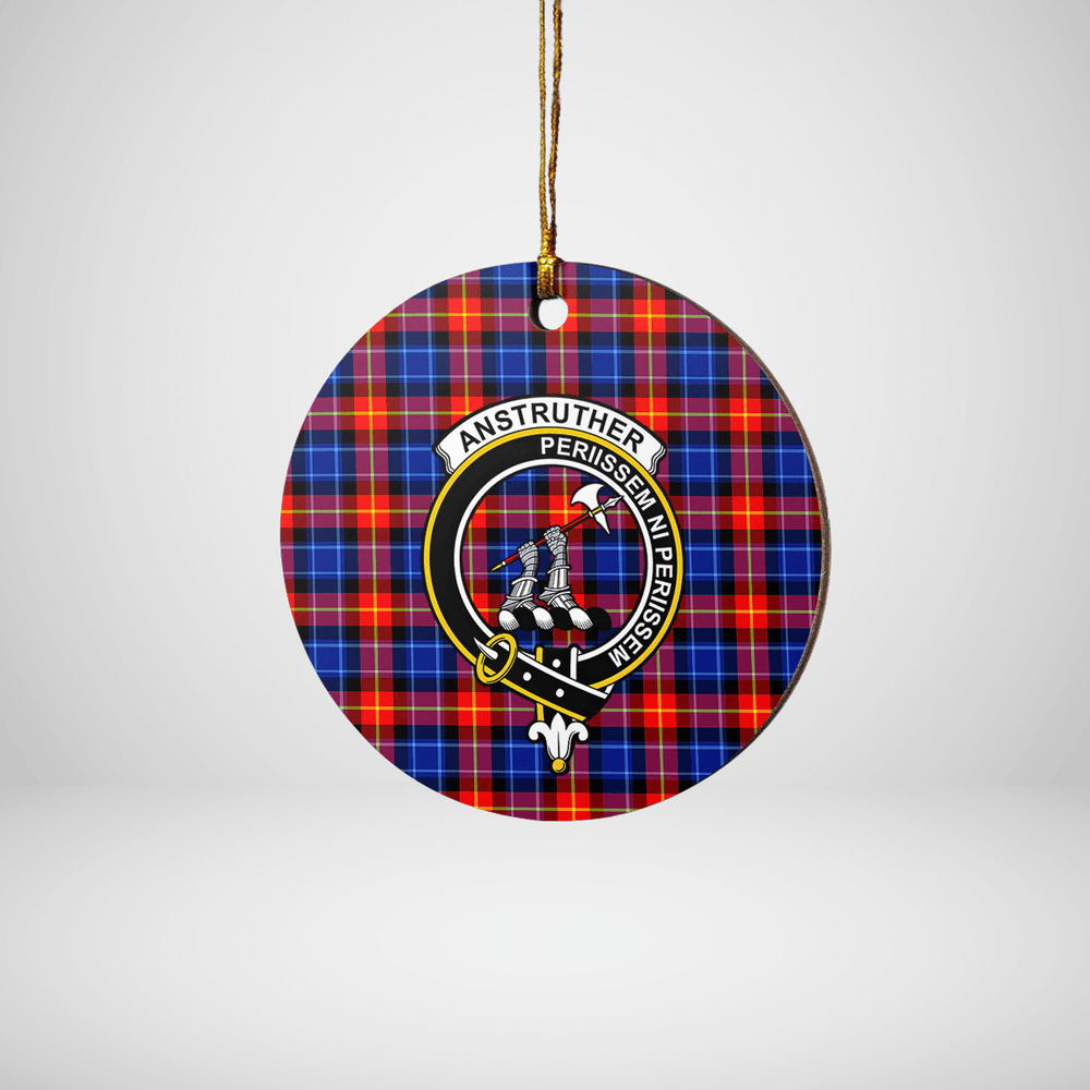 Clan Anstruther Tartan Crest Round Ceramic Ornament FH61 Anstruther Tartan Tartan Christmas