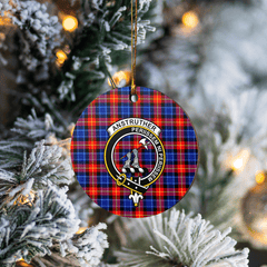 Clan Anstruther Tartan Crest Round Ceramic Ornament FH61 Anstruther Tartan Tartan Christmas