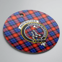 Clan Anstruther Tartan Crest Round Ceramic Ornament FH61 Anstruther Tartan Tartan Christmas