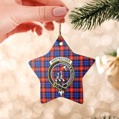Clan Anstruther Tartan Crest Star Ceramic Ornament QL74 Anstruther Tartan Tartan Christmas