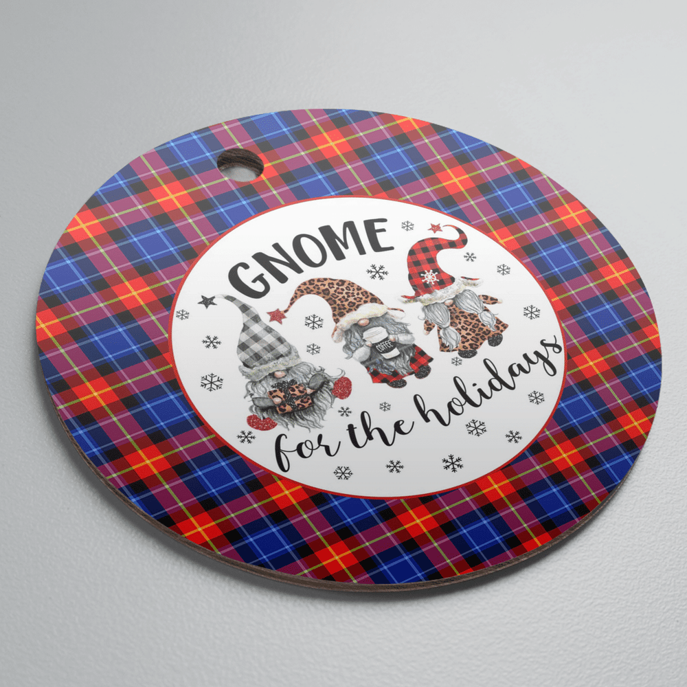 Clan Anstruther Tartan Gnome Round Ceramic Ornament HU27 Anstruther Tartan Tartan Christmas