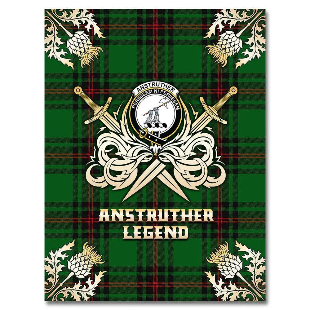Clan Anstruther Tartan Gold Courage Symbol Blanket VP76 Clan Anstruther Tartan Today