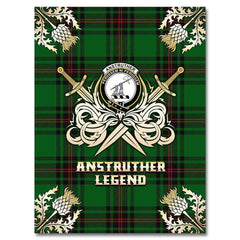 Clan Anstruther Tartan Gold Courage Symbol Blanket VP76 Clan Anstruther Tartan Today