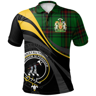 Clan Anstruther Tartan Polo Shirt - Royal Coat Of Arms Style