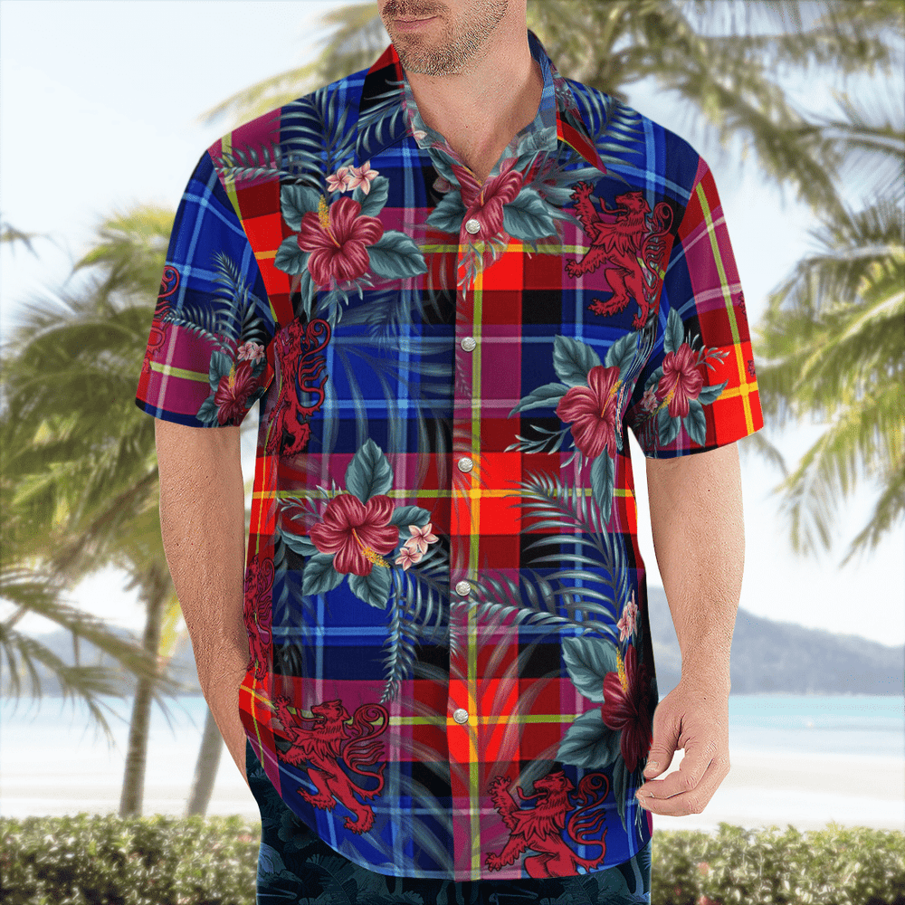 Clan Anstruther Tartan Scottish Lion Hawaiian Shirt DU23 Anstruther Tartan Tartan Hawaii Shirt