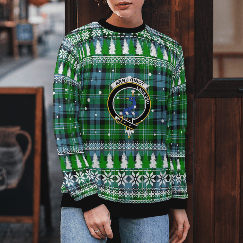Clan Arbuthnot Ancient Crest Tartan Christmas Ugly Sweater PZ85 Arbuthnot Ancient Crest Tartan Tartan Ugly Sweater