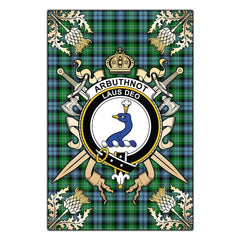 Clan Arbuthnot Ancient Tartan Crest Black Garden Flag - Gold Thistle FC76 Clan Arbuthnot Tartan Today