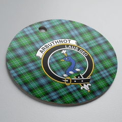 Clan Arbuthnot Ancient Tartan Crest Round Ceramic Ornament VK74 Arbuthnot Ancient Tartan Tartan Christmas