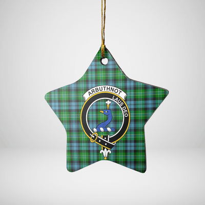 Clan Arbuthnot Ancient Tartan Crest Star Ceramic Ornament
