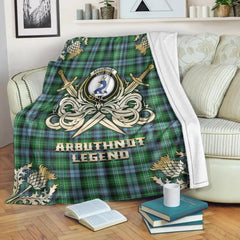 Clan Arbuthnot Ancient Tartan Gold Courage Symbol Blanket AM56 Clan Arbuthnot Tartan Today
