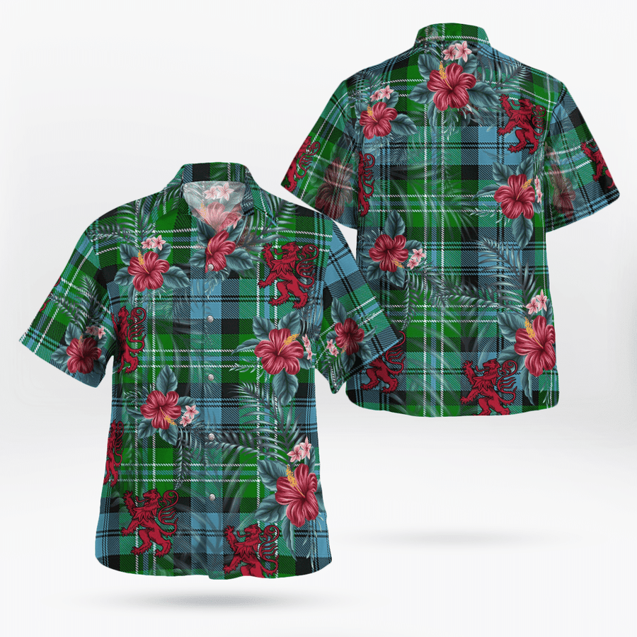 Clan Arbuthnot Ancient Tartan Scottish Lion Hawaiian Shirt OT32 Arbuthnot Ancient Tartan Tartan Hawaii Shirt