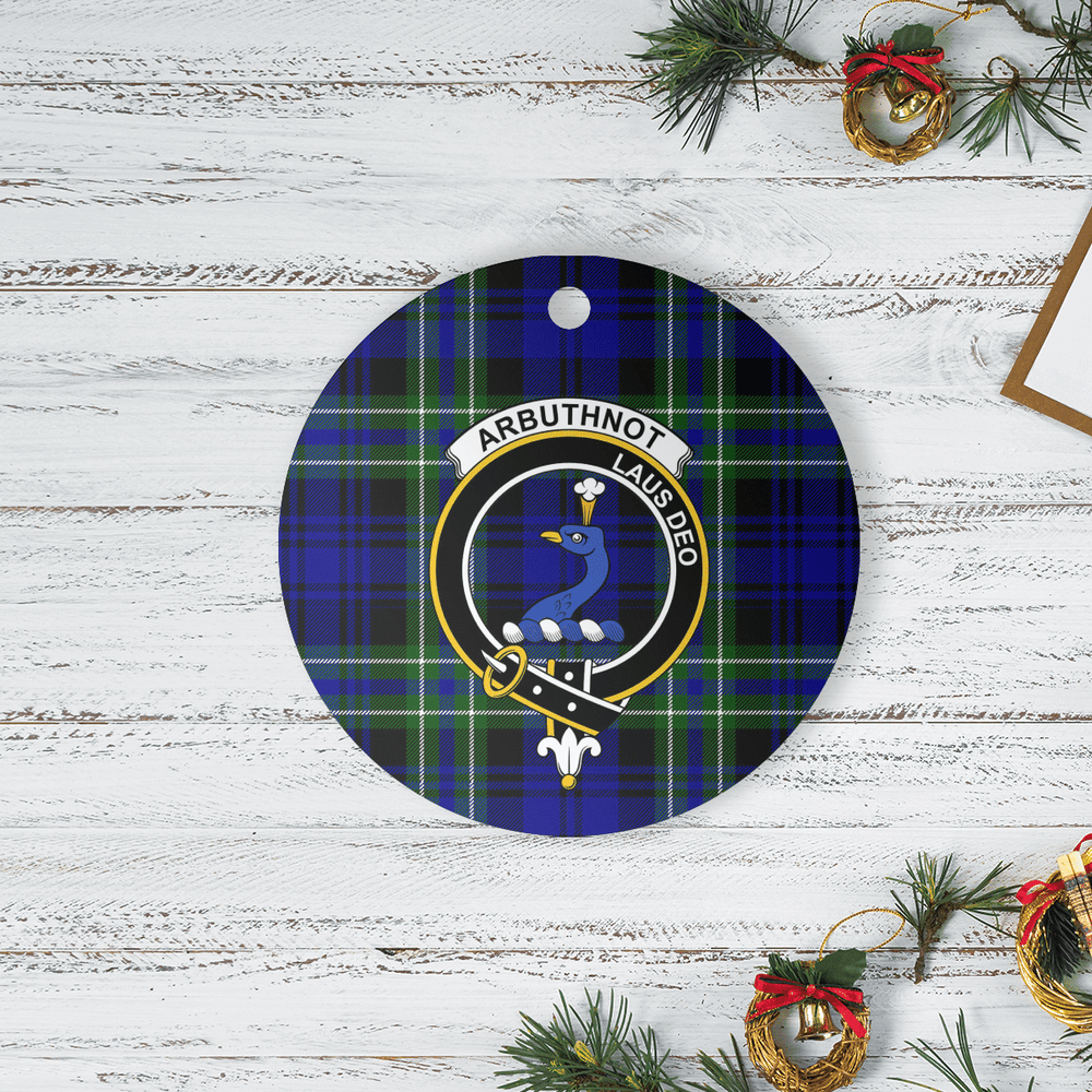Clan Arbuthnot Modern Tartan Crest Round Ceramic Ornament FL31 Arbuthnot Modern Tartan Tartan Christmas
