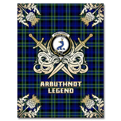Clan Arbuthnot Modern Tartan Gold Courage Symbol Blanket GE12 Clan Arbuthnot Tartan Today