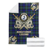 Clan Arbuthnot Modern Tartan Gold Courage Symbol Blanket GE12 Clan Arbuthnot Tartan Today