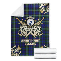 Clan Arbuthnot Modern Tartan Gold Courage Symbol Blanket GE12 Clan Arbuthnot Tartan Today