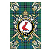 Clan Armstrong Ancient Tartan Crest Black Garden Flag - Gold Thistle EG71 Clan Armstrong Tartan Today