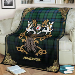 Clan Armstrong Ancient Tartan Crest Premium Blanket Celtic Stag Style YF75 Clan Armstrong Tartan Today