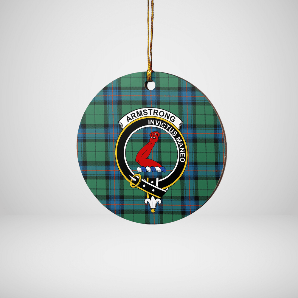 Clan Armstrong Ancient Tartan Crest Round Ceramic Ornament UP39 Armstrong Ancient Tartan Tartan Christmas