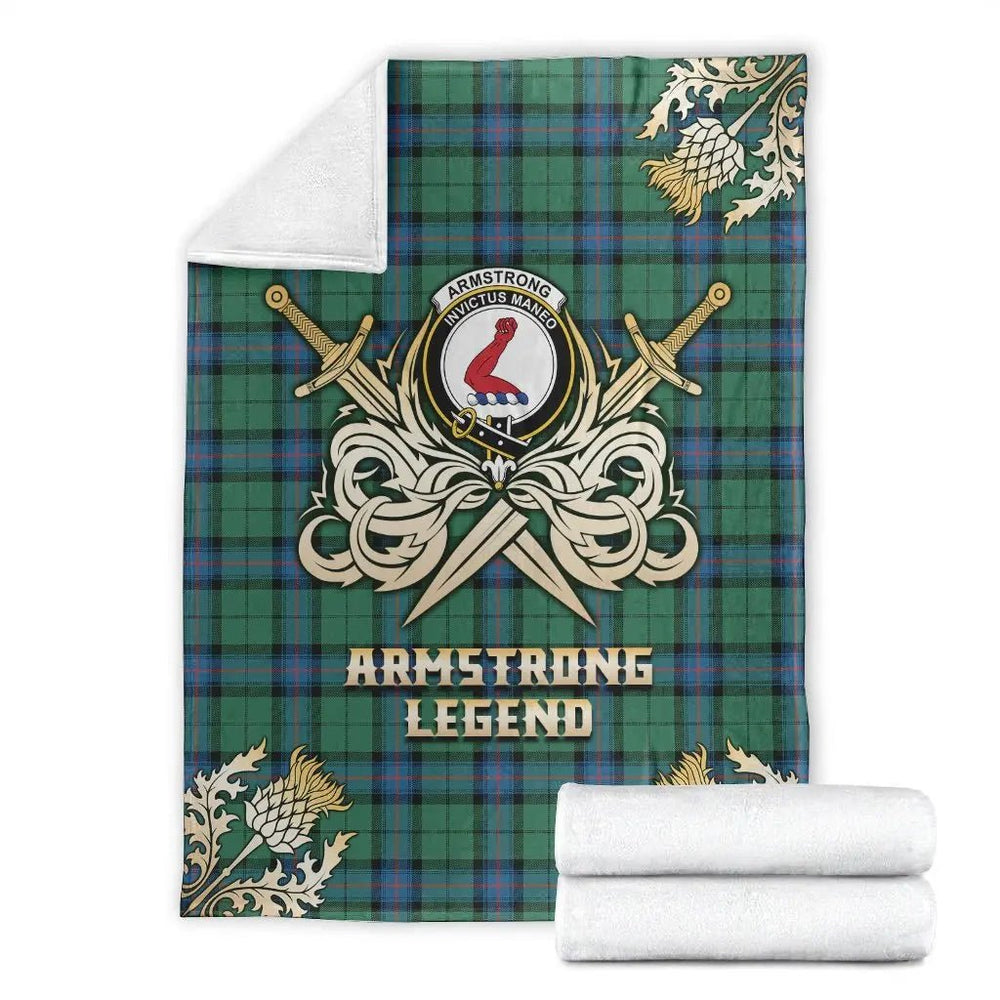Clan Armstrong Ancient Tartan Gold Courage Symbol Blanket QP68 Clan Armstrong Tartan Today